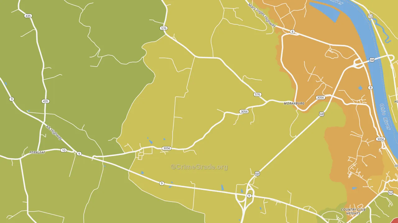 Moranburg, KY Map of Burglary Rates