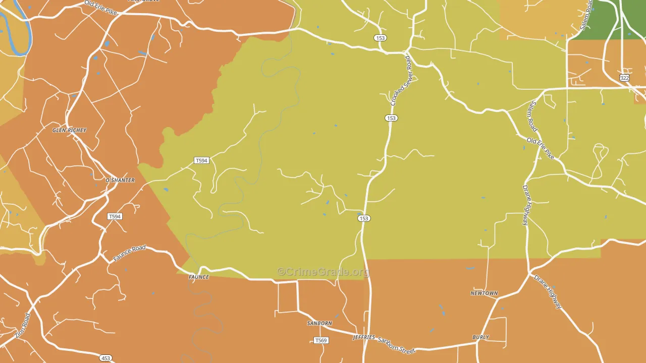 Morann, PA Map of Burglary Rates