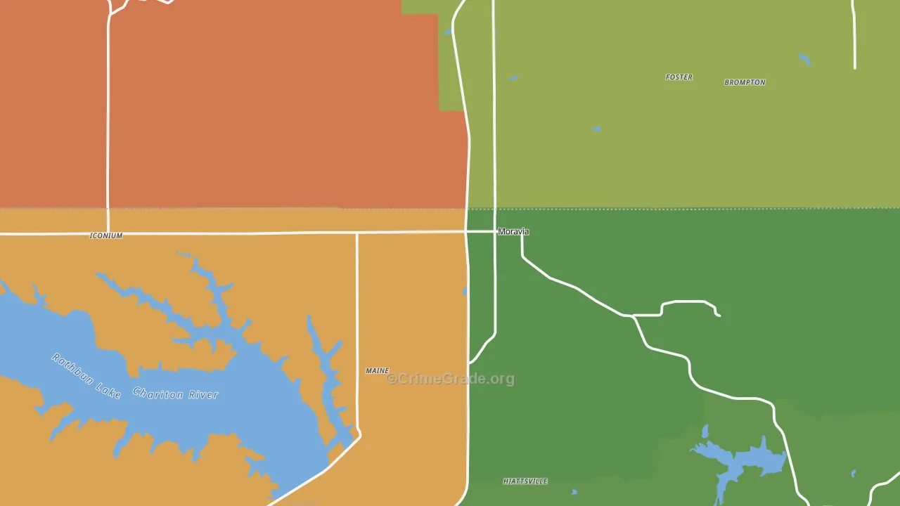 Moravia, IA Map of Burglary Rates
