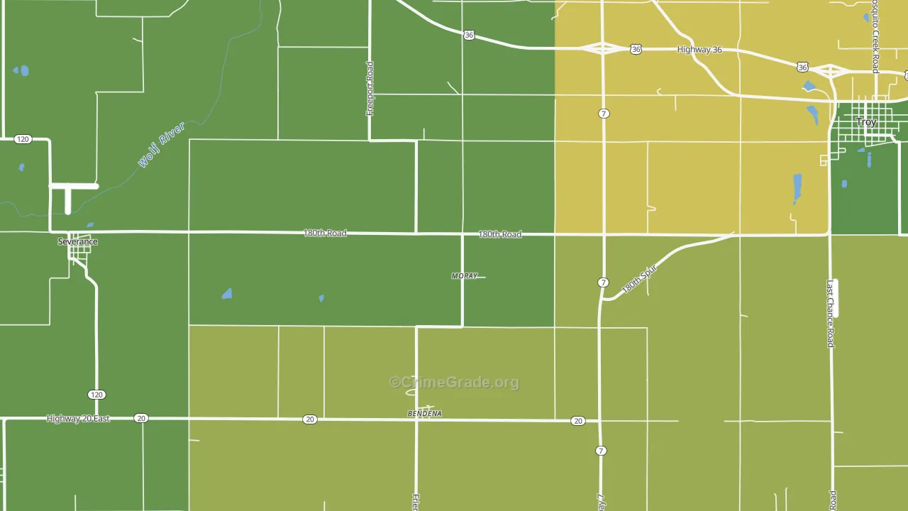 Moray, KS Map of Burglary Rates