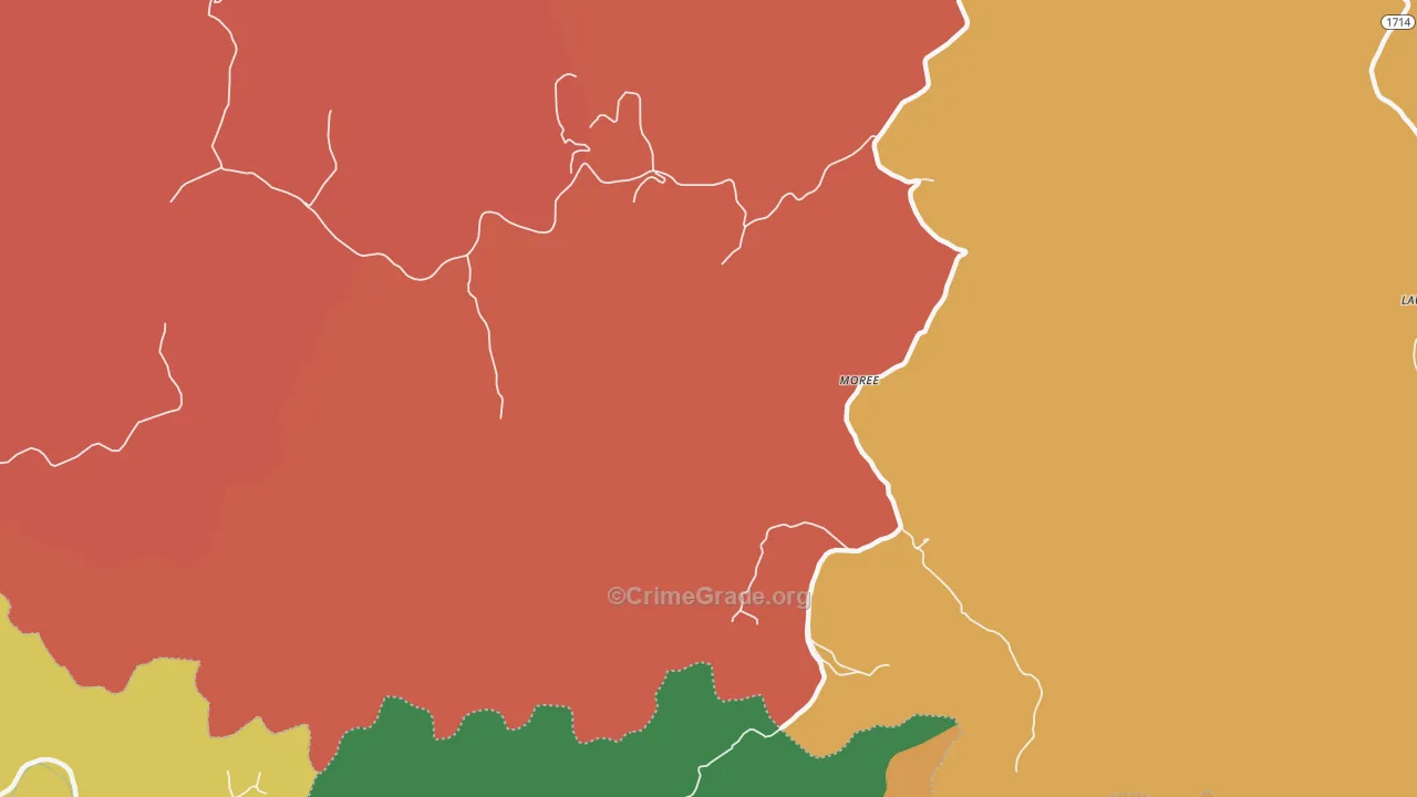Moree, KY Map of Burglary Rates