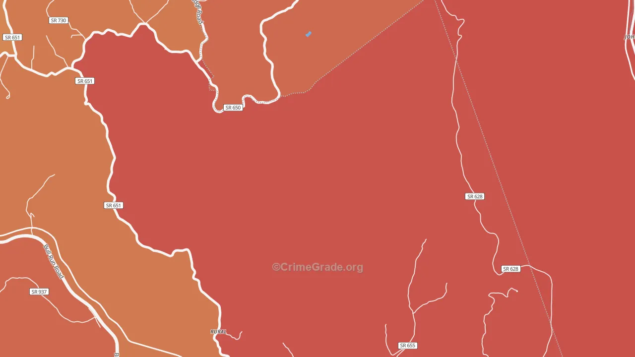Morefield, VA Map of Burglary Rates