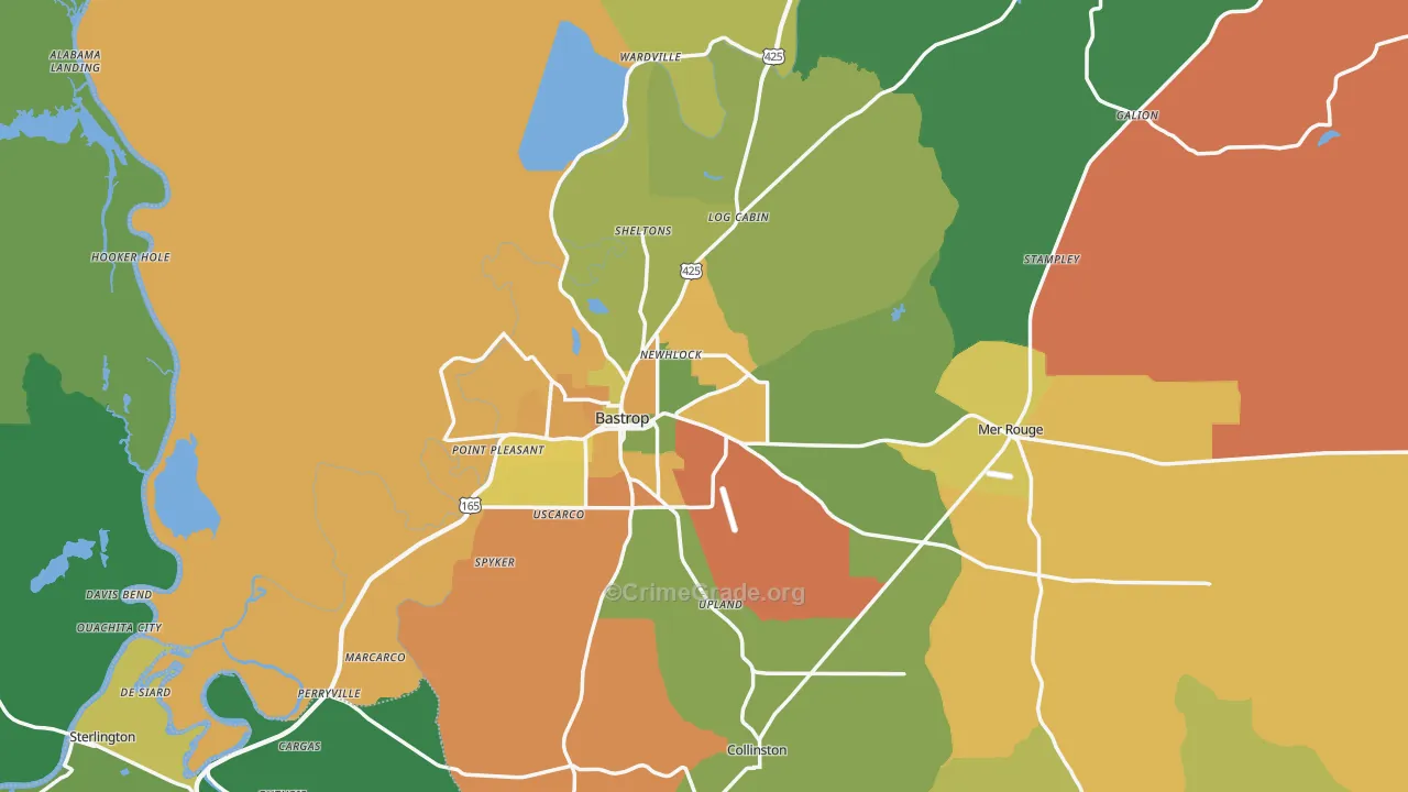 Morehouse Parish, LA Map of Burglary Rates