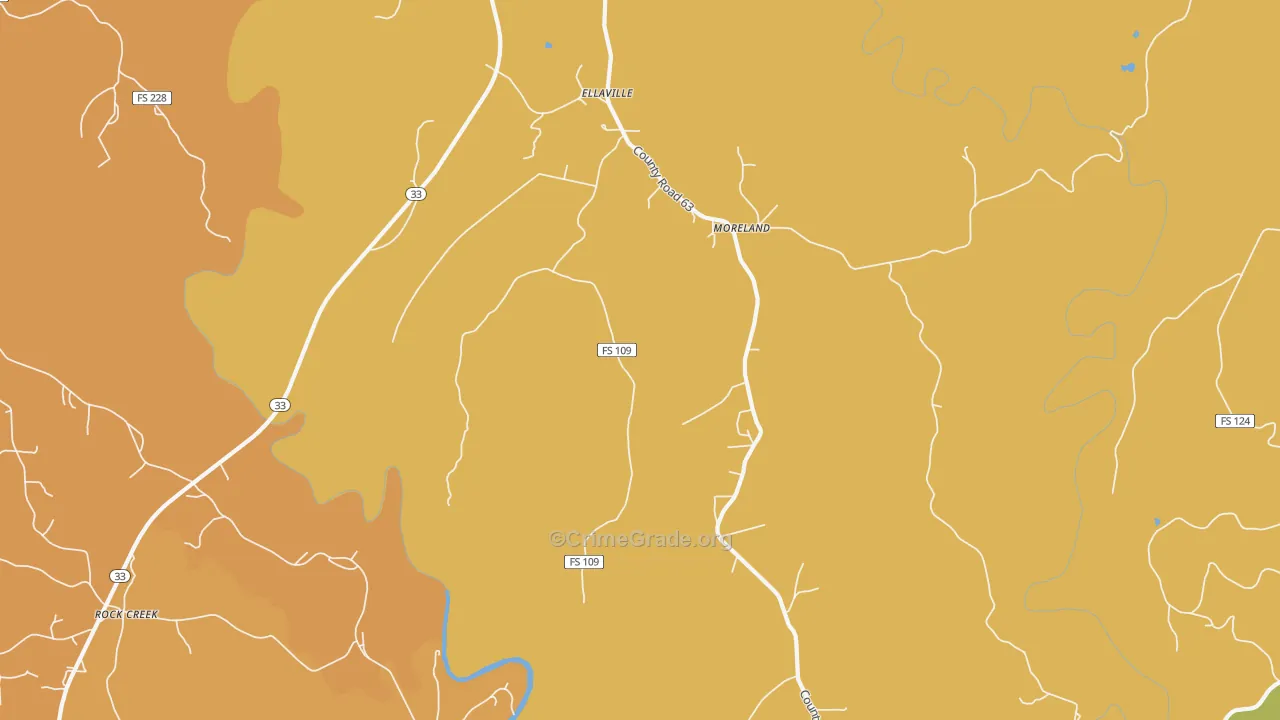 Moreland, AL Map of Burglary Rates