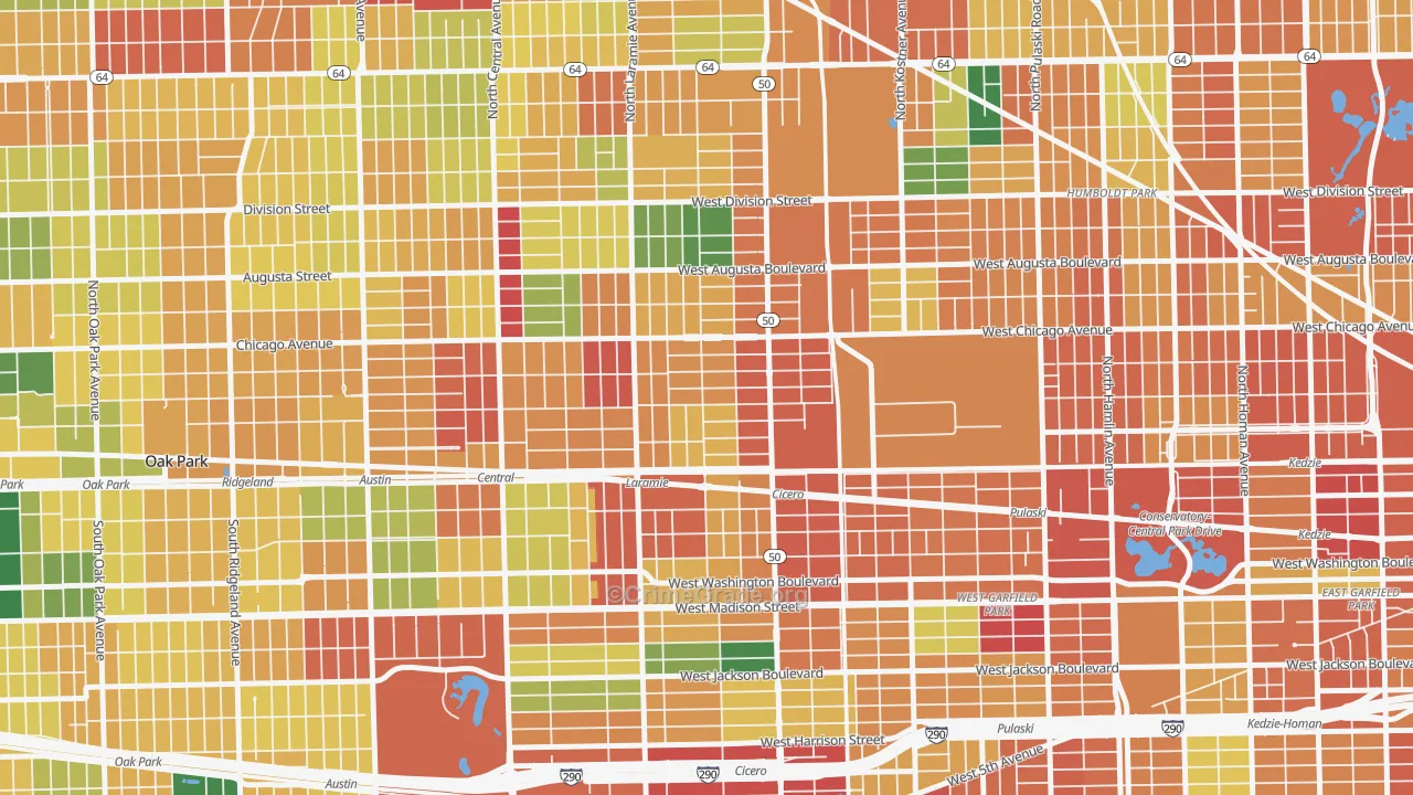 Moreland, Chicago, IL Map of Burglary Rates