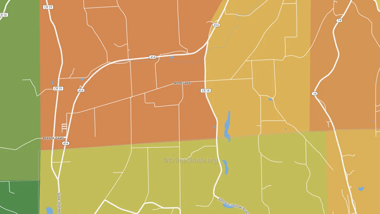 Moreland, NY Map of Burglary Rates