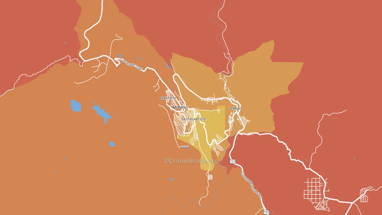 Morenci, AZ Map of Burglary Rates