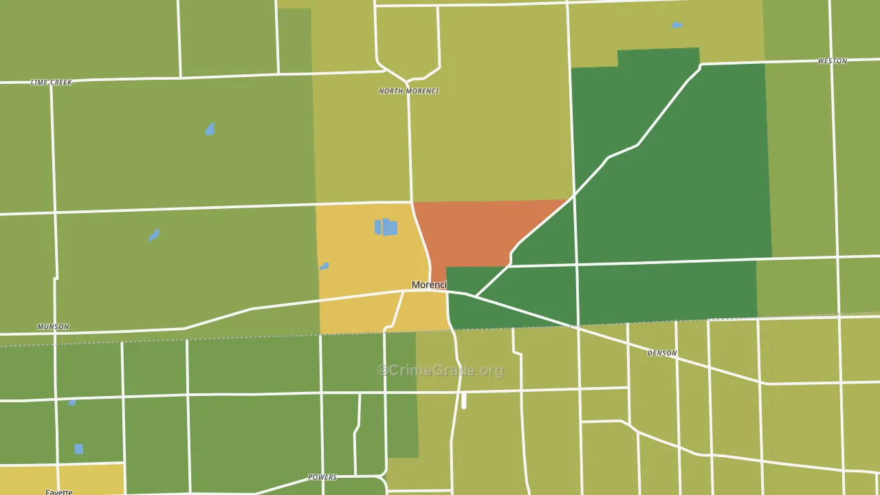 Morenci, MI Map of Burglary Rates