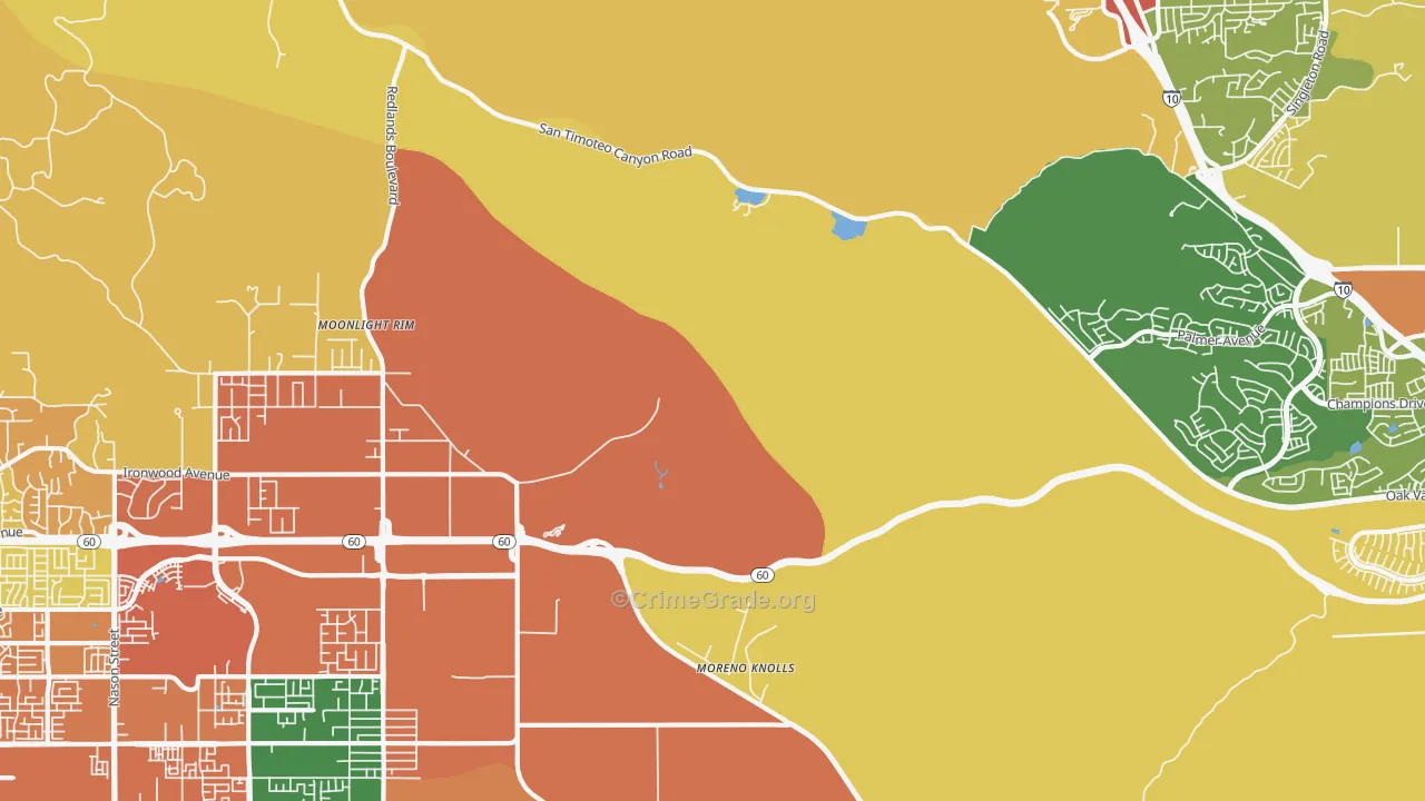 Moreno, CA Map of Burglary Rates