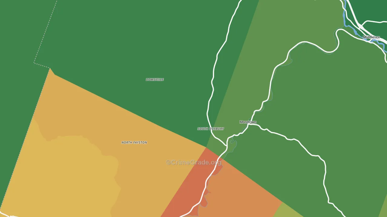 Moretown, VT Map of Burglary Rates