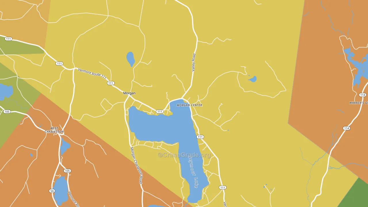 Morgan Center, VT Map of Burglary Rates