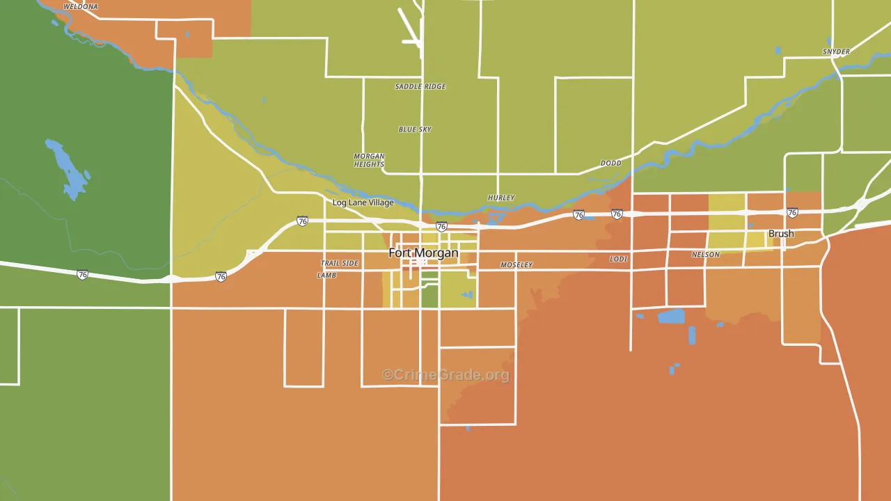 Morgan County, CO Map of Burglary Rates