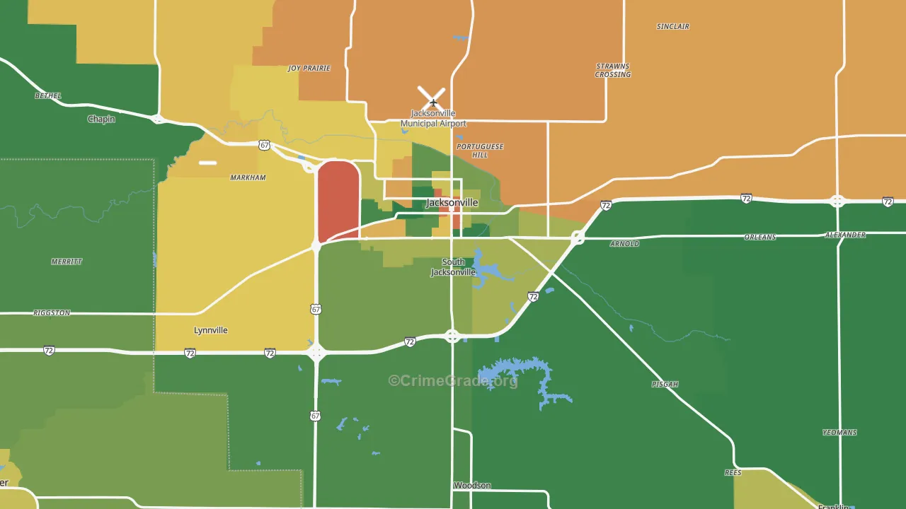 Morgan County, IL Map of Burglary Rates