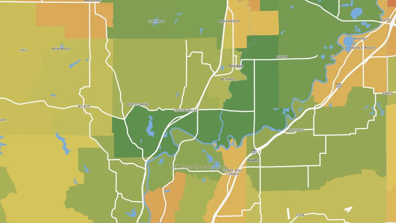 Morgan County, IN Map of Burglary Rates