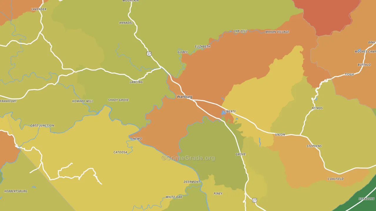 Morgan County, TN Map of Burglary Rates