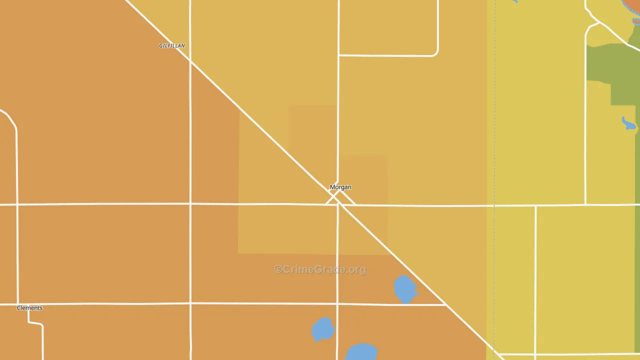 Morgan, MN Map of Burglary Rates