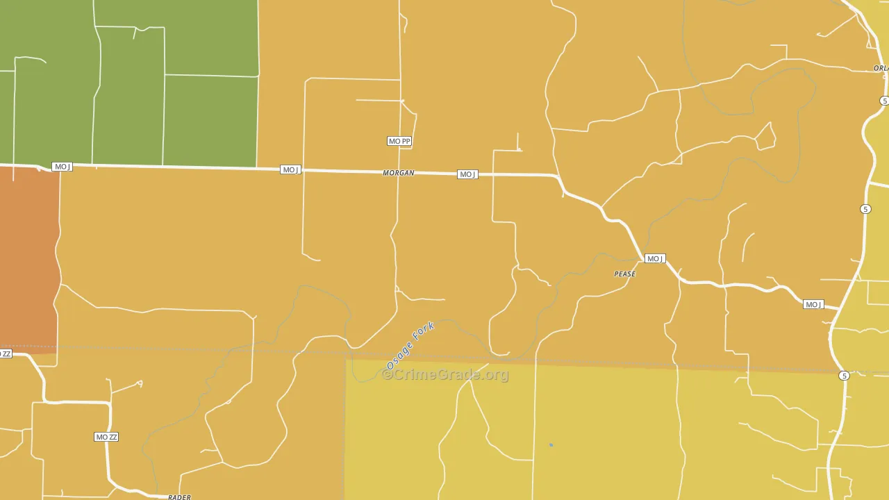 Morgan, MO Map of Burglary Rates