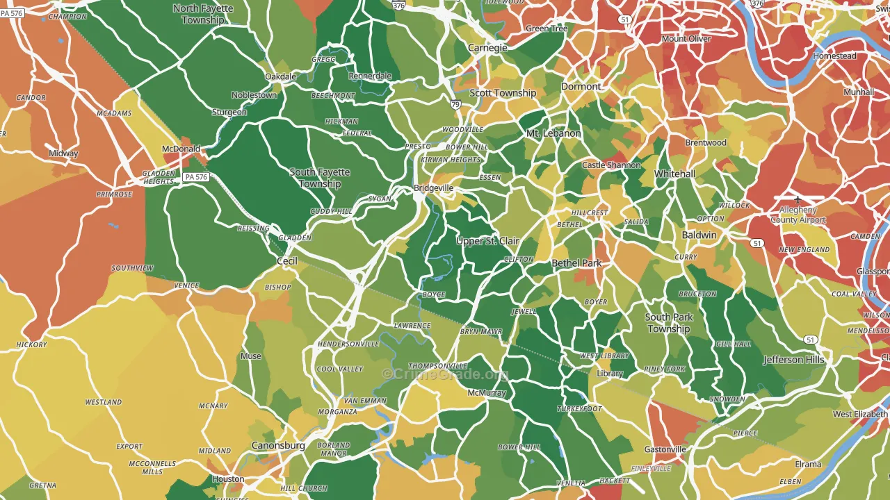 Morgan, PA Map of Burglary Rates