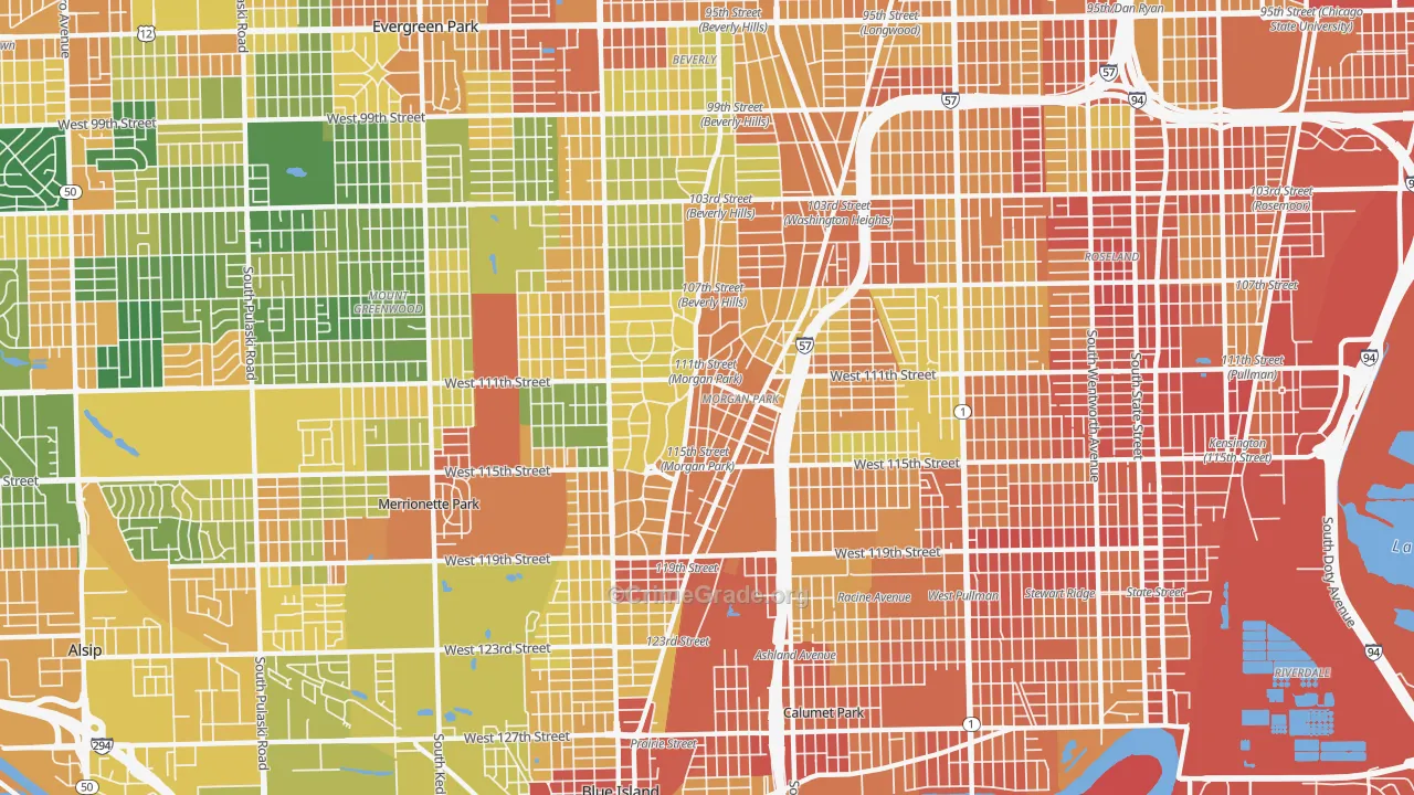 Morgan Park, Chicago, IL Map of Burglary Rates
