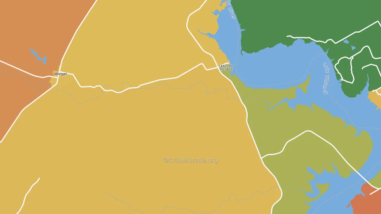 Morgan, TX Map of Burglary Rates