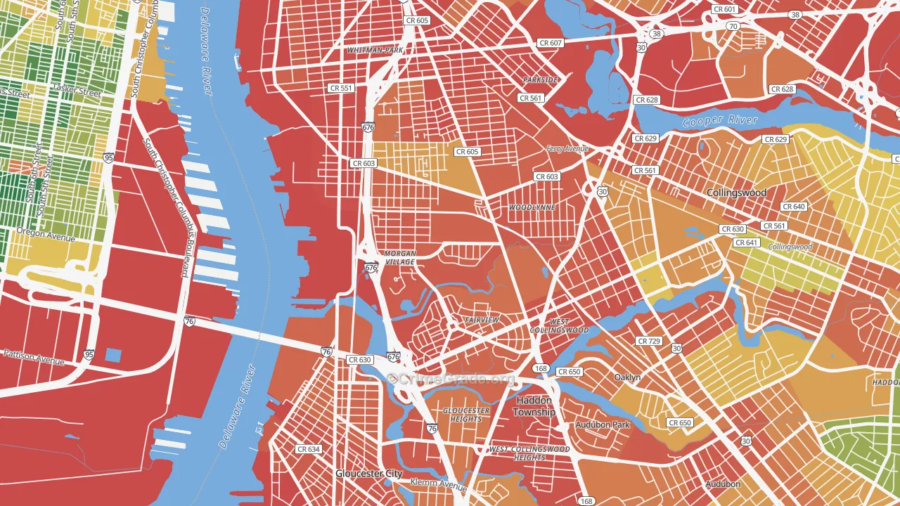 Morgan Village, Camden, NJ Map of Burglary Rates