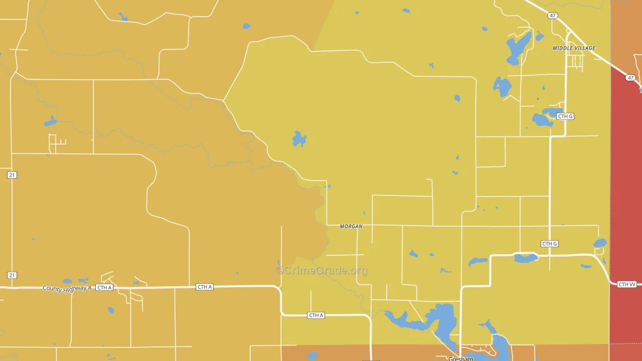 Morgan, WI Map of Burglary Rates