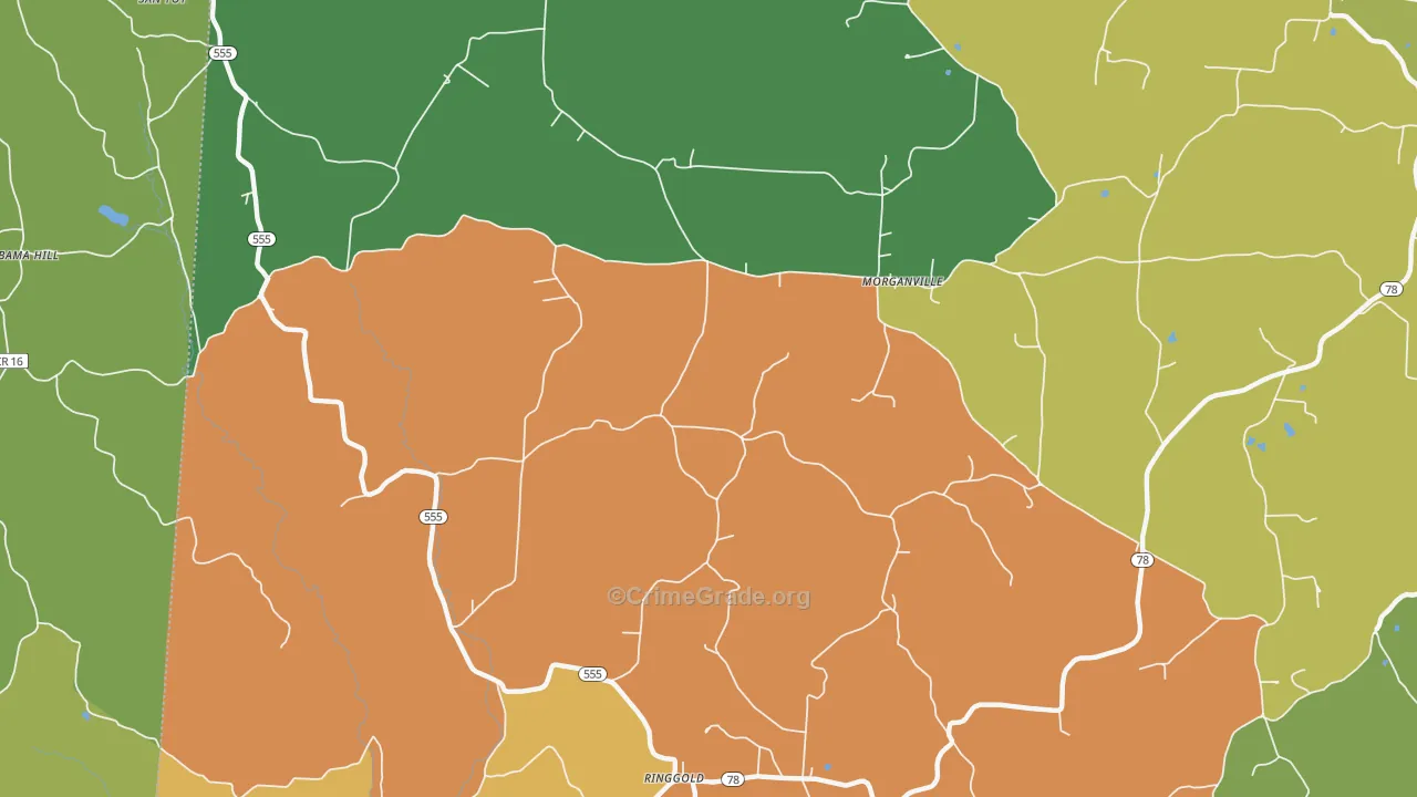 Morgansville, OH Map of Burglary Rates