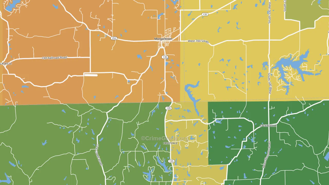 Morgantown, IN Map of Burglary Rates