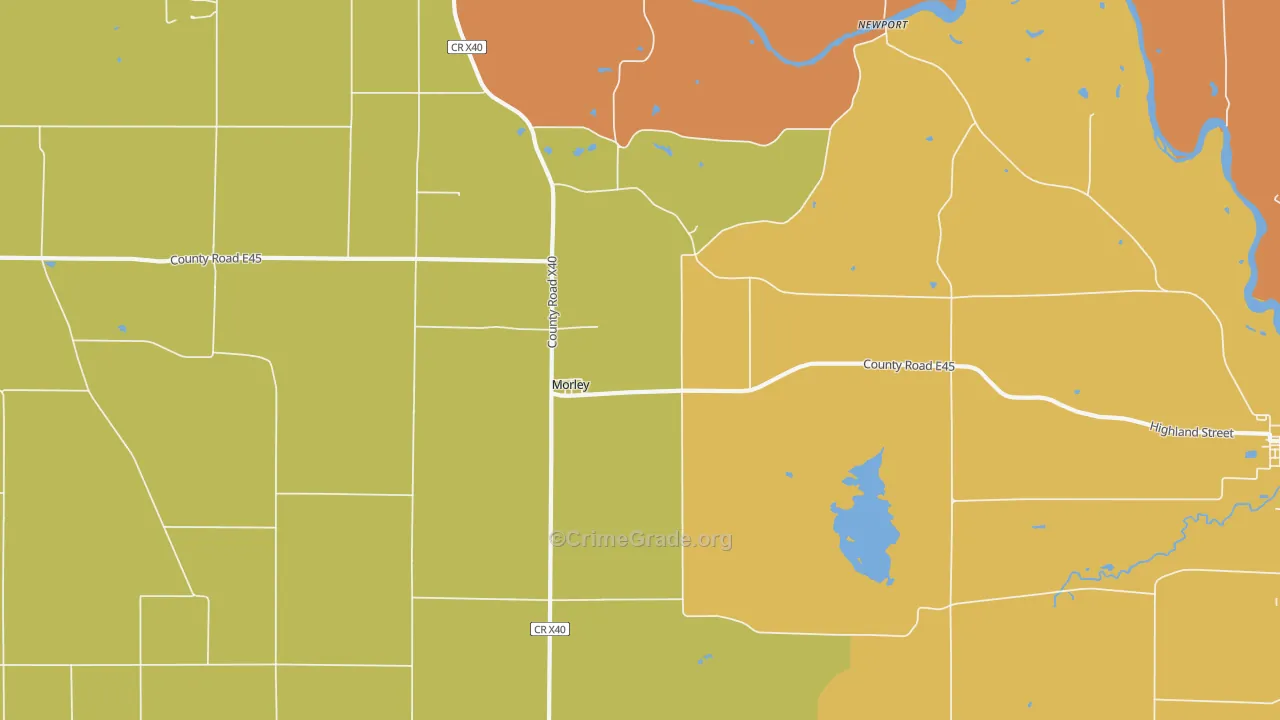 Morley, IA Map of Burglary Rates