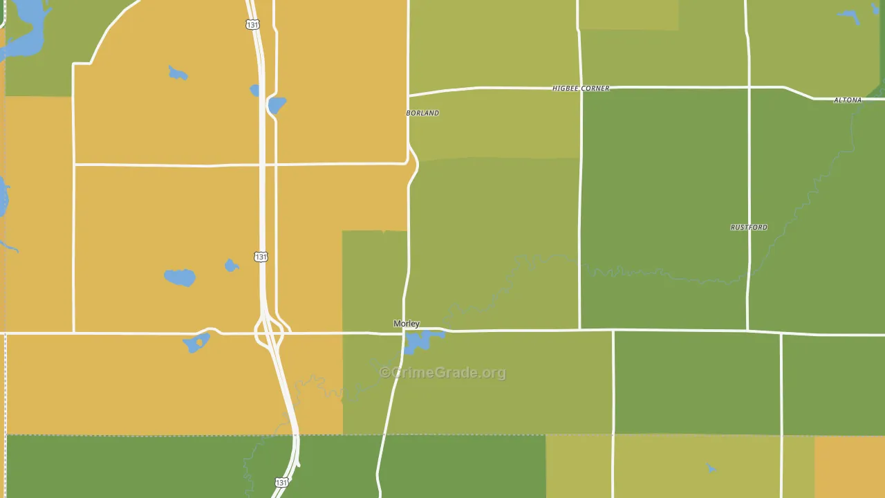 Morley, MI Map of Burglary Rates