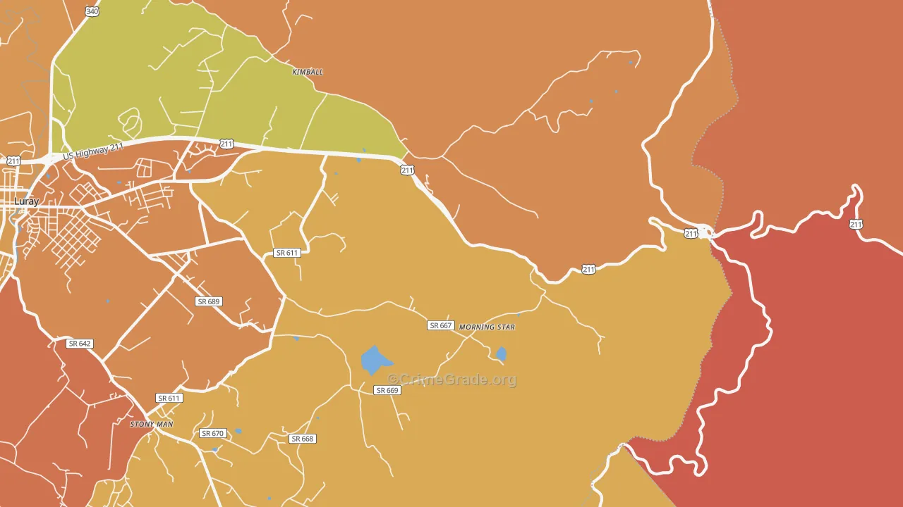 Morning Star, VA Map of Burglary Rates