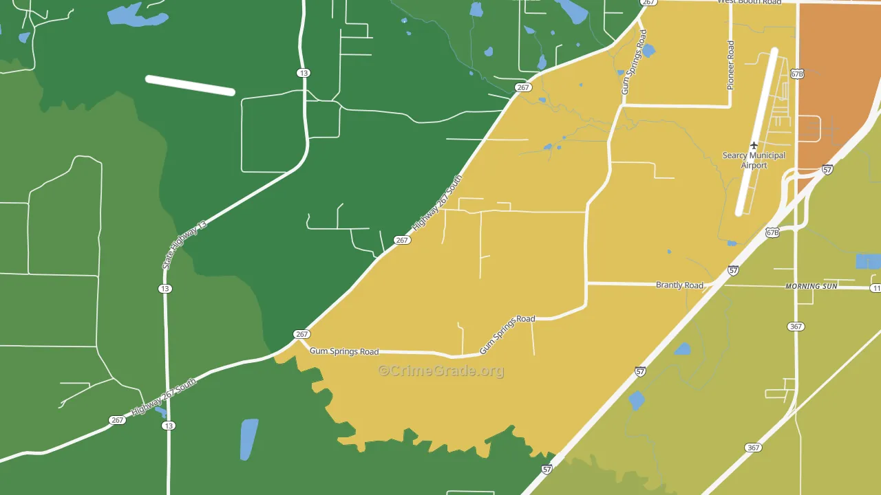 Morning Sun, AR Map of Burglary Rates