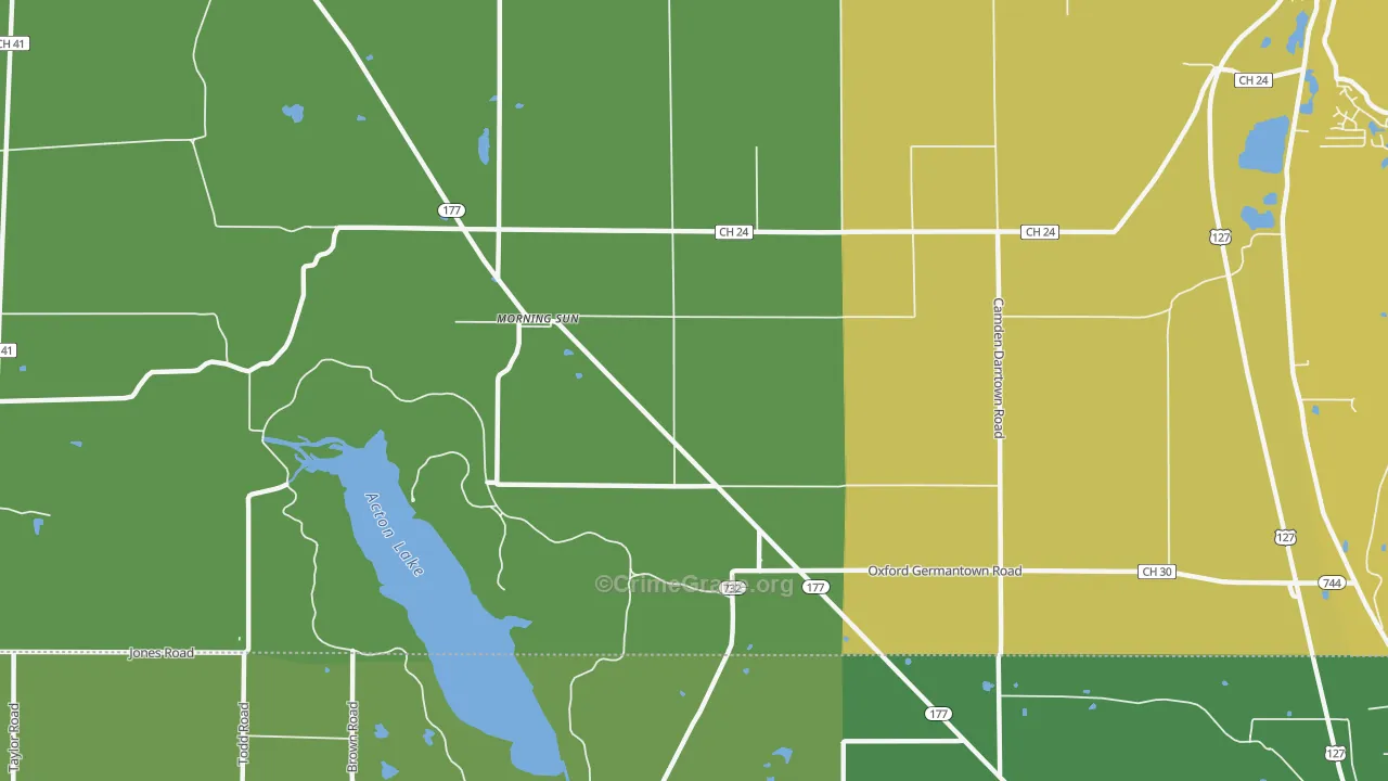 Morning Sun, OH Map of Burglary Rates