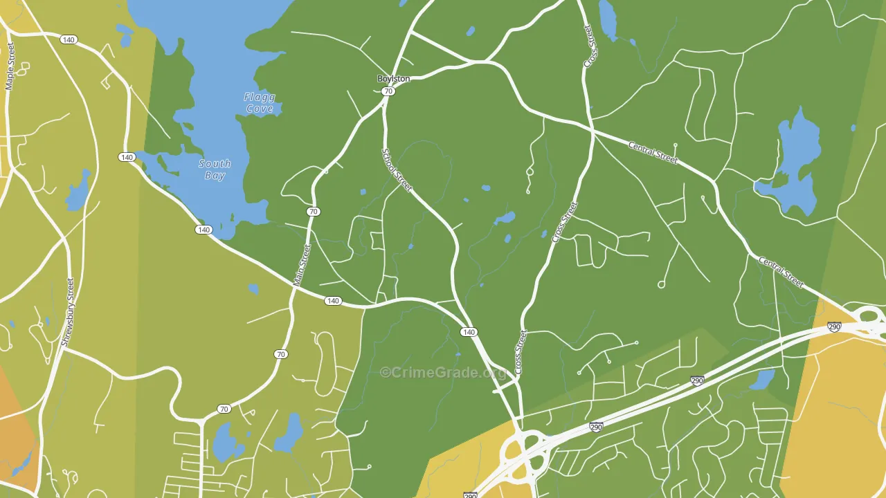 Morningdale, MA Map of Burglary Rates