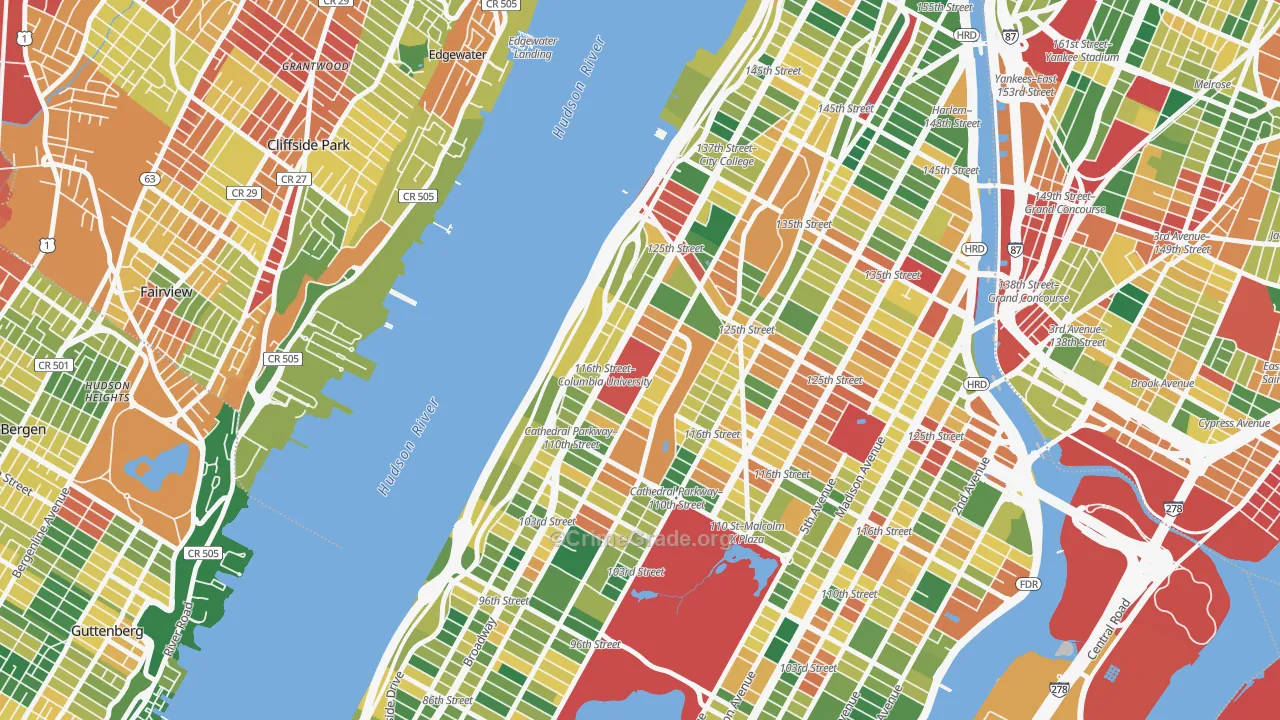 Morningside Heights, Manhattan, NY Map of Burglary Rates