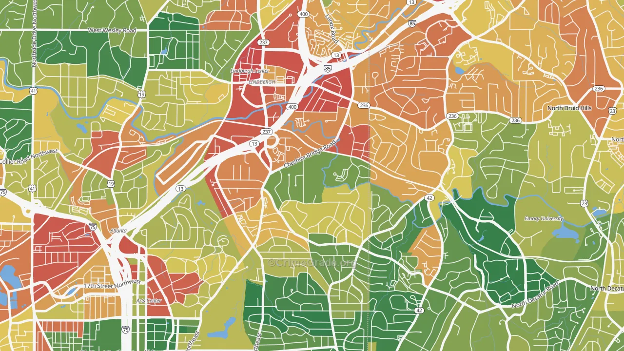 Morningside-Lenox Park, Atlanta, GA Map of Burglary Rates