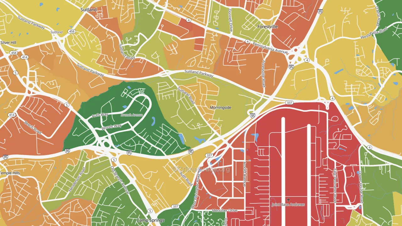 Morningside, MD Map of Burglary Rates