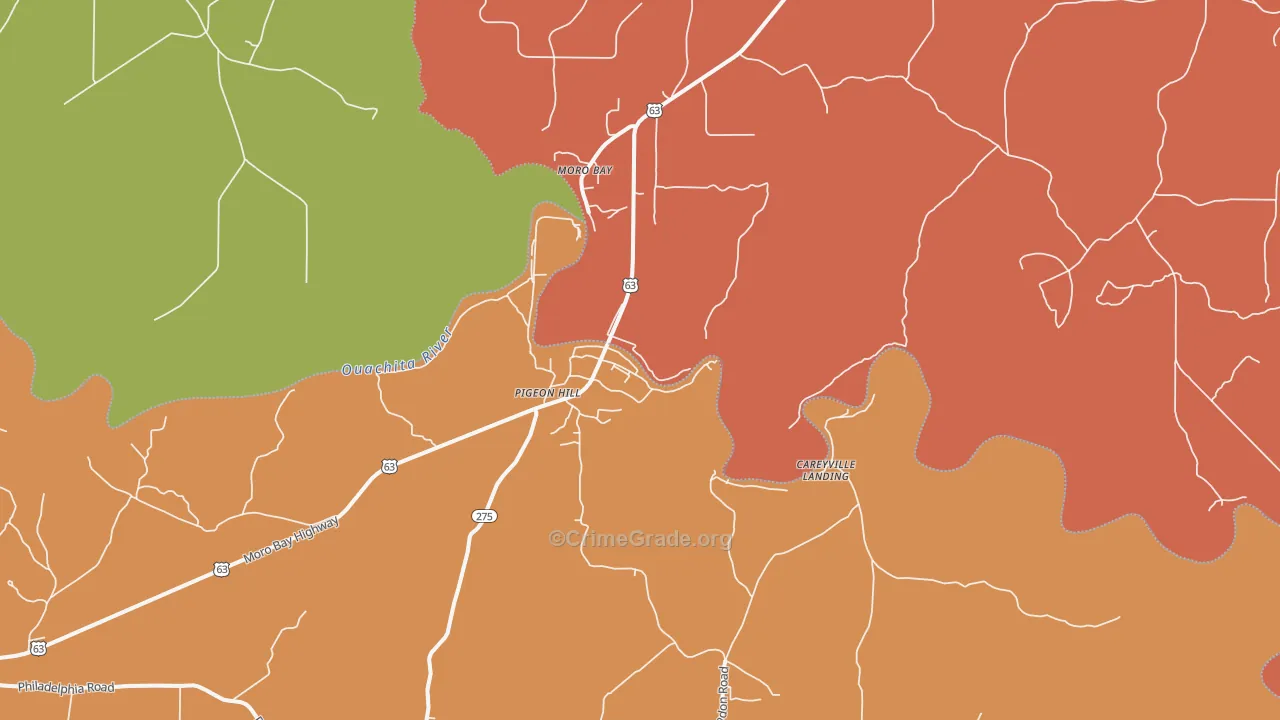 Moro Bay, AR Map of Burglary Rates