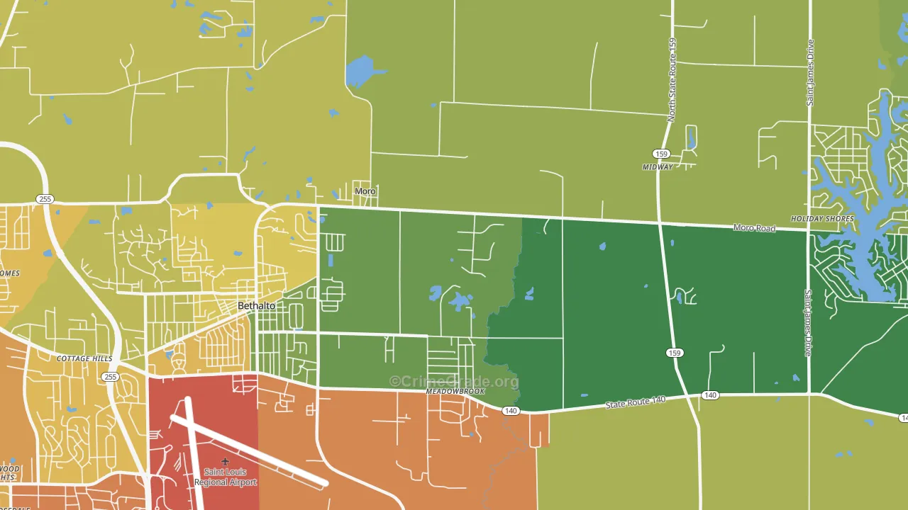 Moro, IL Map of Burglary Rates