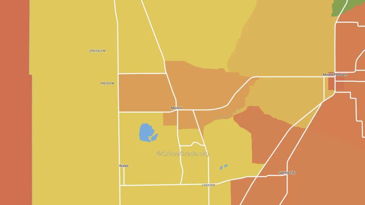 Moroni, UT Map of Burglary Rates