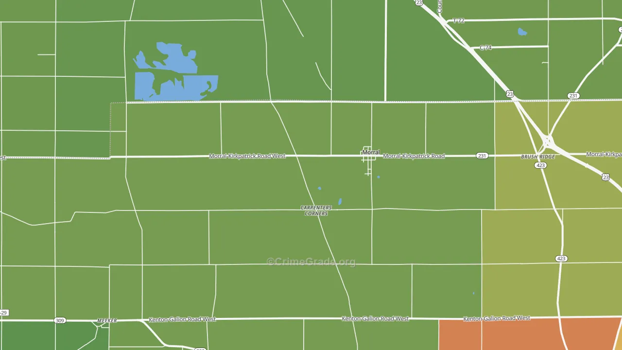 Morral, OH Map of Burglary Rates