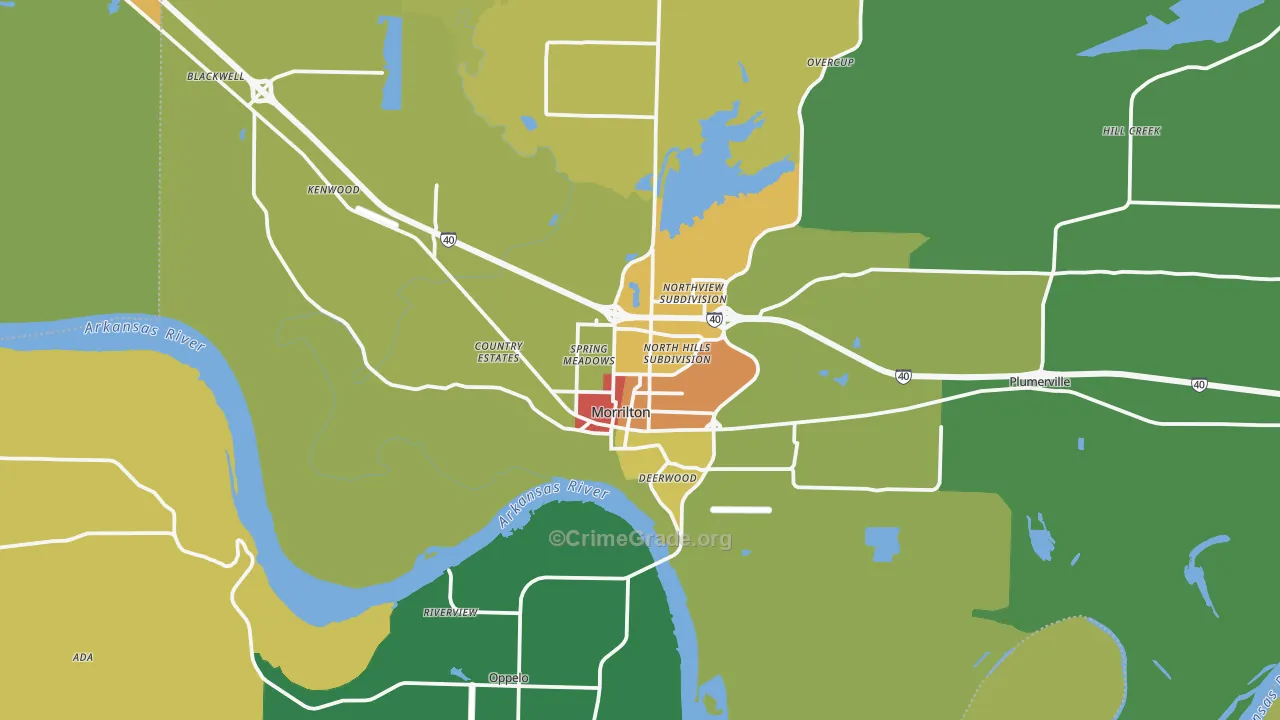 Morrilton, AR Map of Burglary Rates