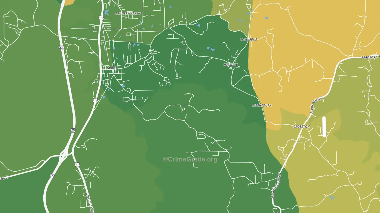 Morris, AL Map of Burglary Rates