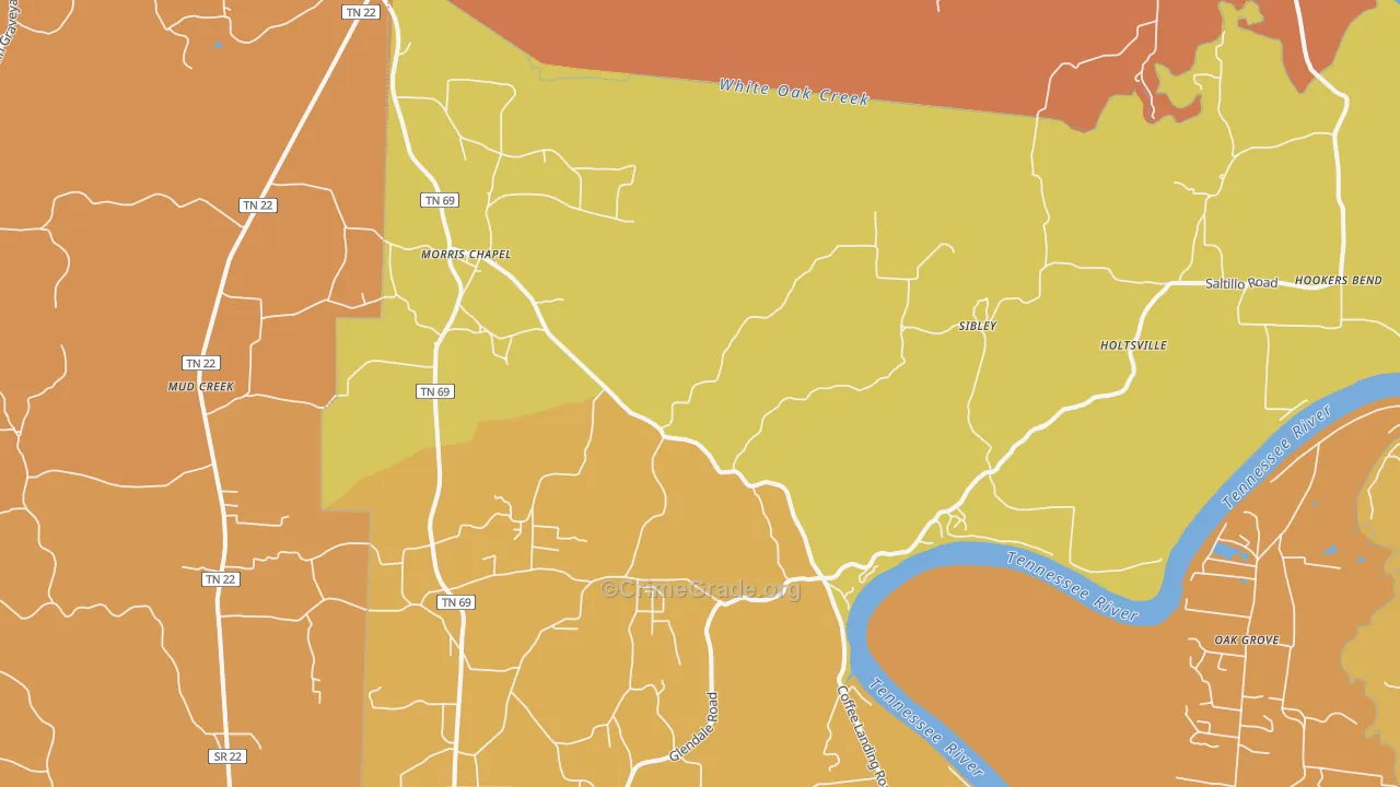 Morris Chapel, TN Map of Burglary Rates