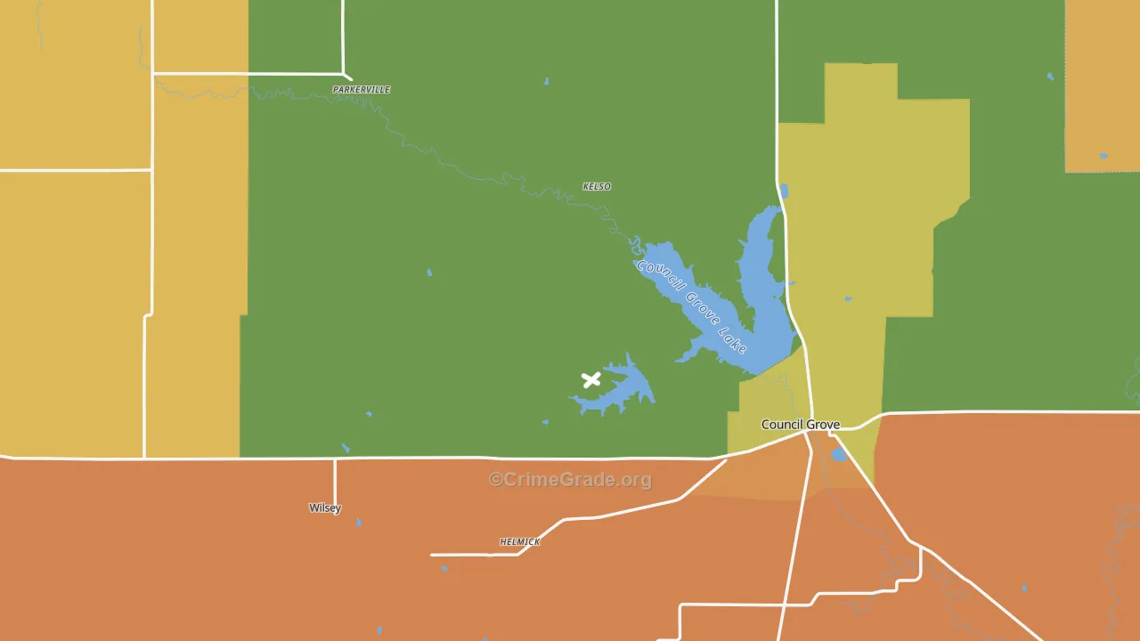 Morris County, KS Map of Burglary Rates
