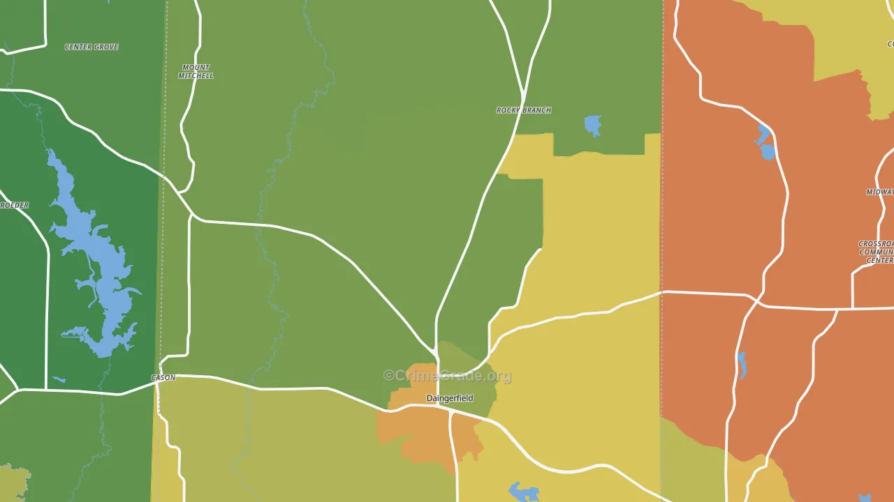 Morris County, TX Map of Burglary Rates