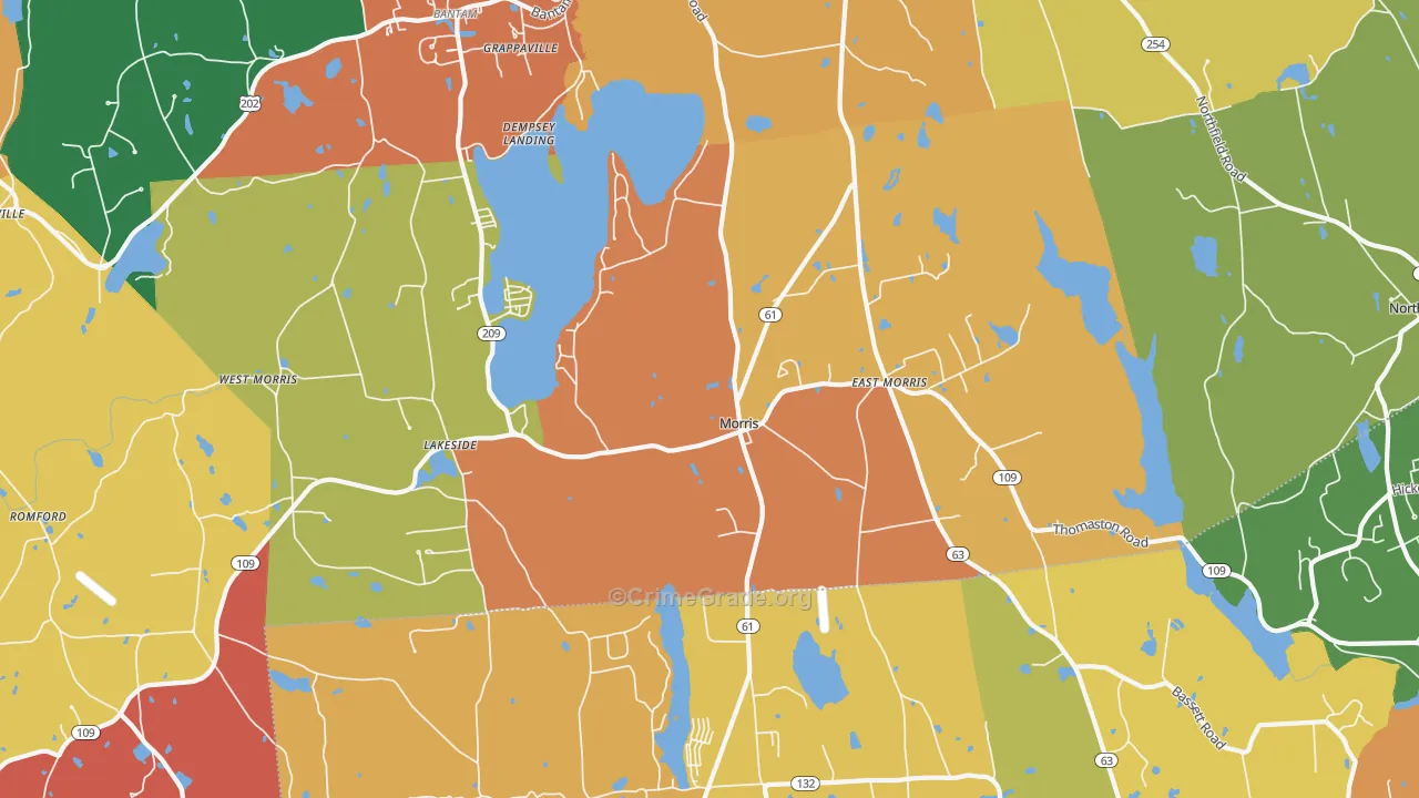 Morris, CT Map of Burglary Rates