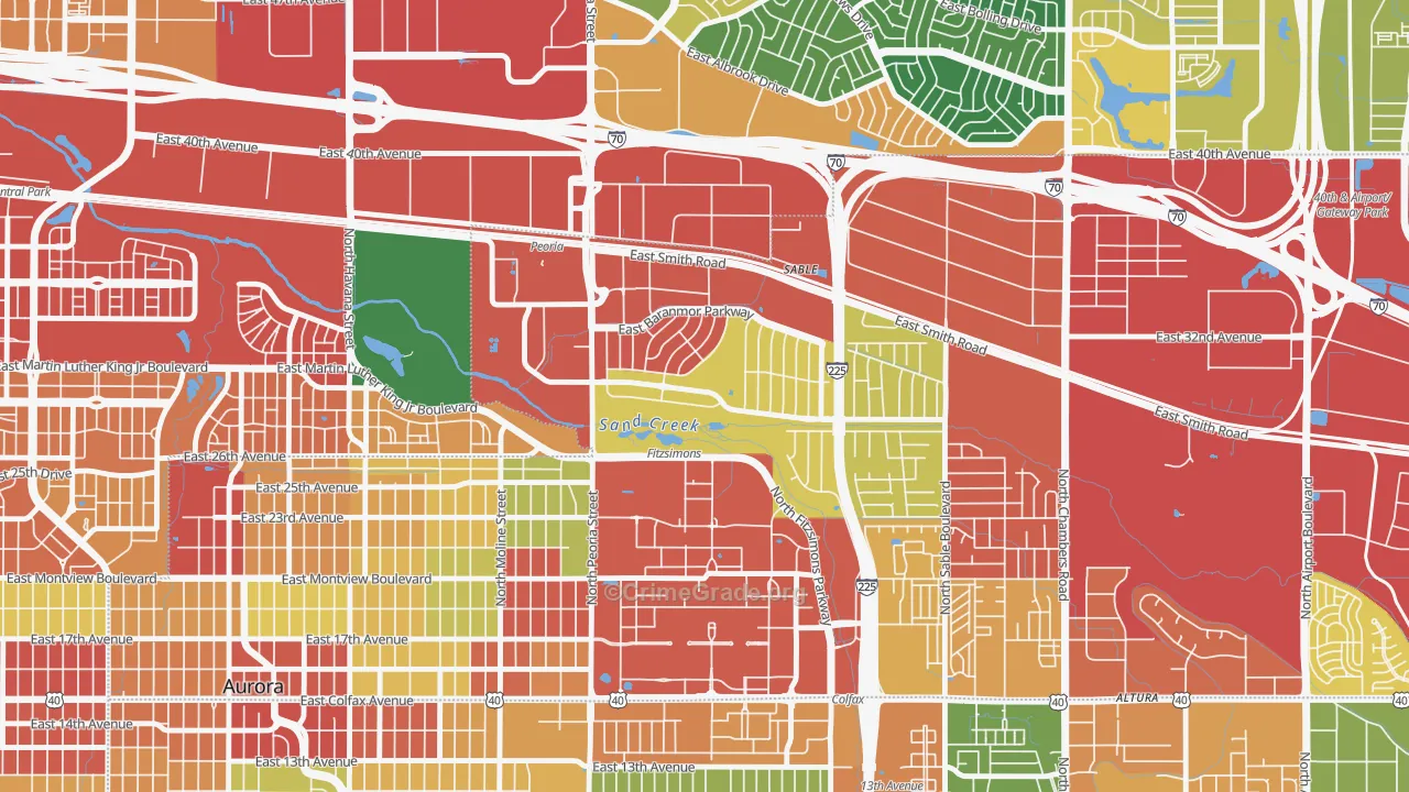 Morris Heights, Aurora, CO Map of Burglary Rates