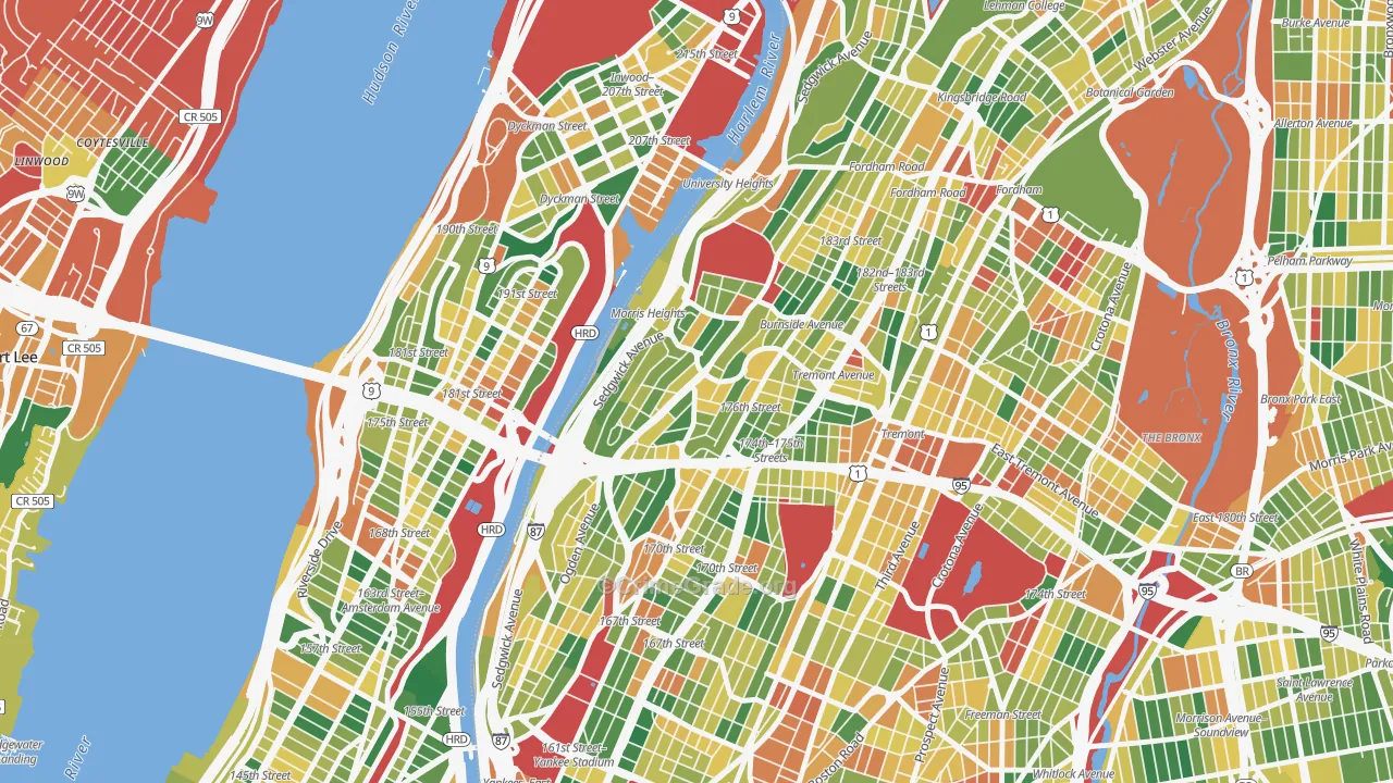 Morris Heights, Bronx, NY Map of Burglary Rates