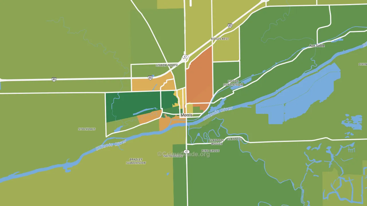 Morris, IL Map of Burglary Rates